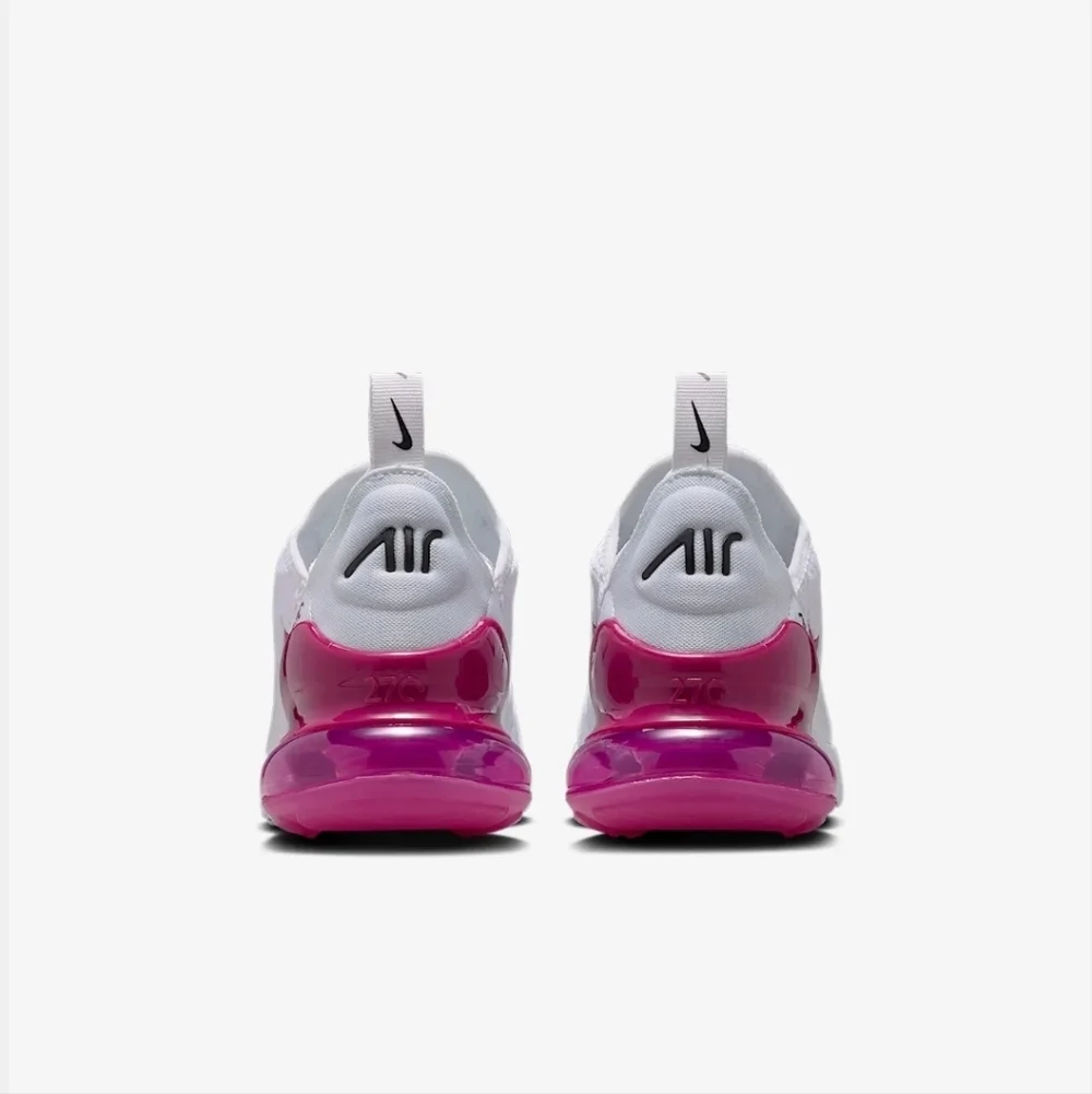 Girls Youth Nike Air Max 270 White Pink Sneakers Custom with Swarovski Crystals